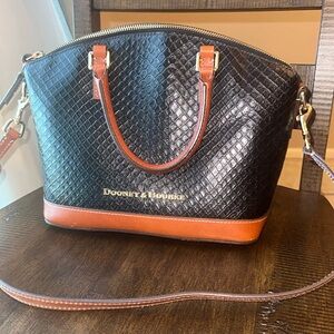 NWOT Dooney and Bourke Black Snake Skin and Camel Purse w/Double Handles & strap